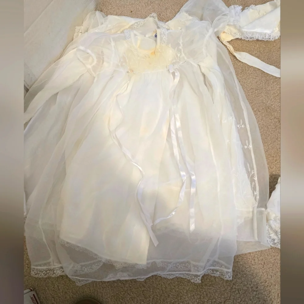 Vintage Baby girls 6 piece christening/ baptism outfit